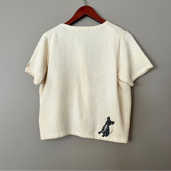 Vintage Michael Simon Dog Cardigan Sweater M Novelty Appliqué Grandmacore - Picture 3 of 12
